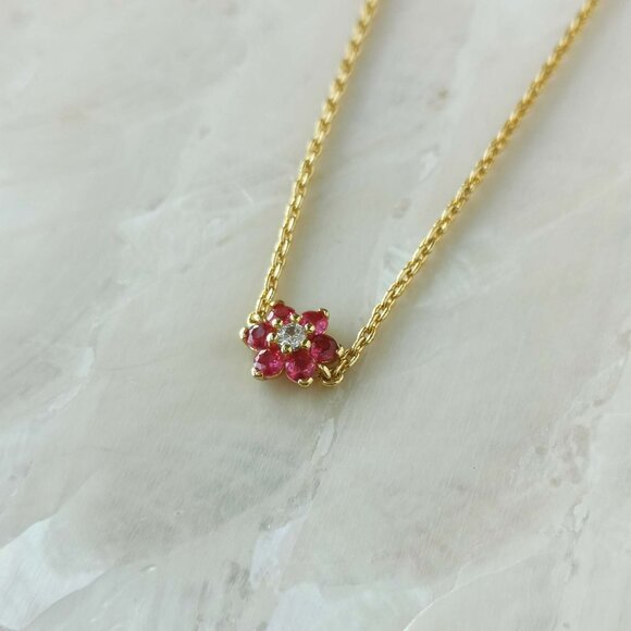 Kate Spade • Myosotis Flower Gold Pink Red Bracelet - Picture 2 of 3